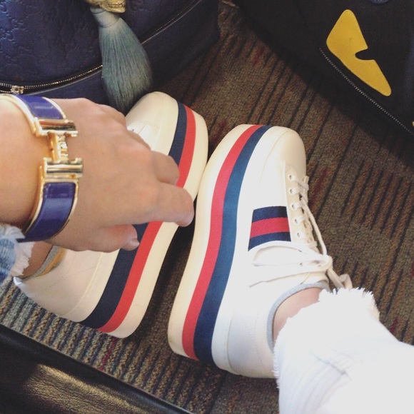 White Gucci women platform sneakers 37.5 Italian (7.5 US) - Picture 5 of 15